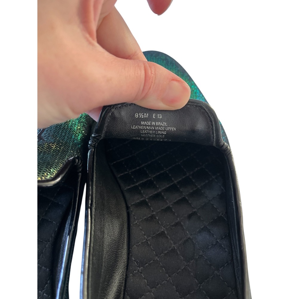 TORY BURCH Cailyn Holographic Scarab Beetle Iridescent Embroidered Loafer Flats - Picture 10 of 12